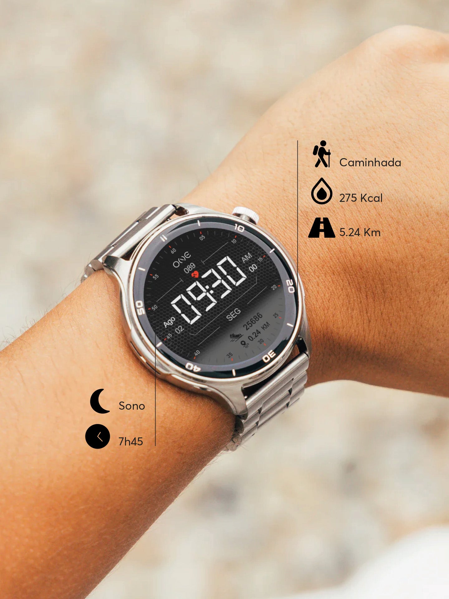 Montre connectée One Men Explorer GPS Argent
