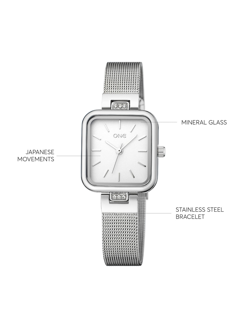 One Edge Silver Mesh Watch