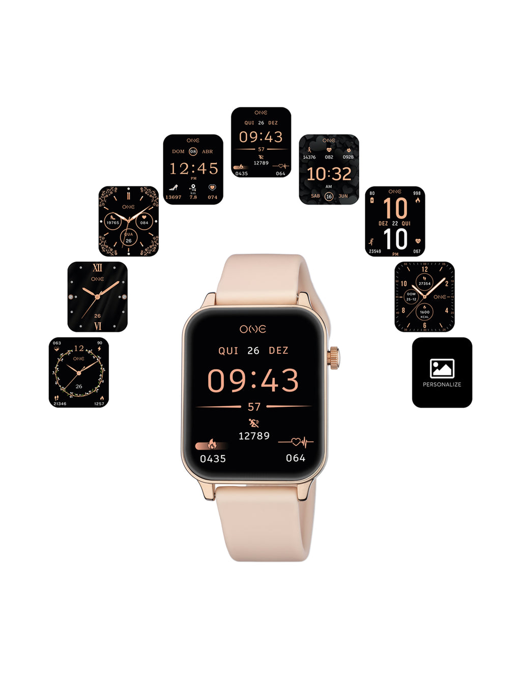 Montre connectée One Frame Or rose Silicone