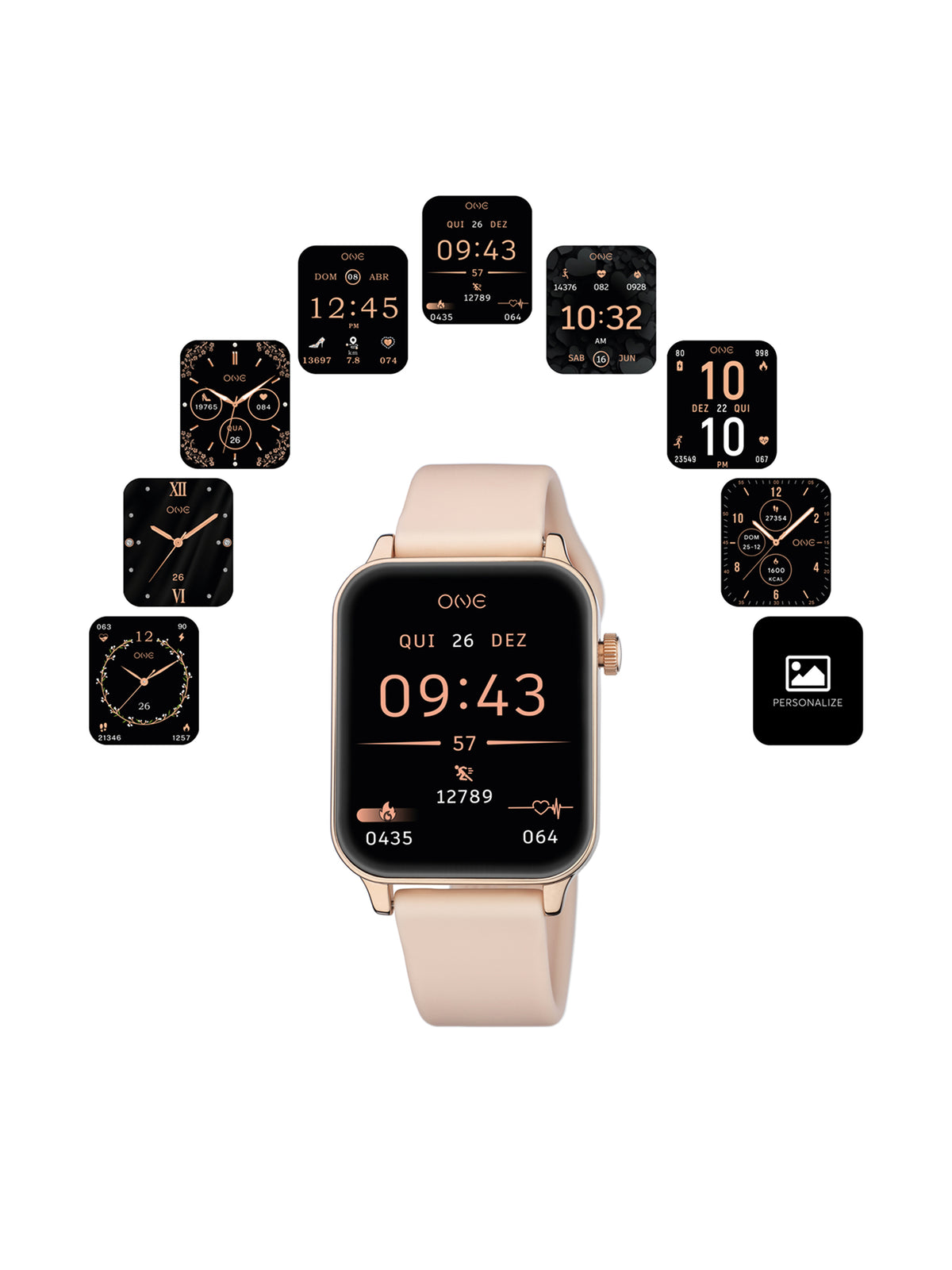 Montre connectée One Frame Or rose Silicone