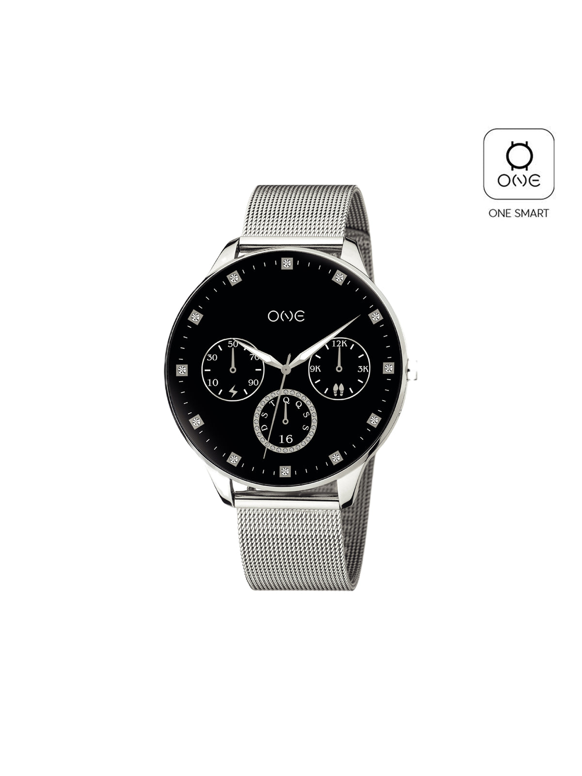 One Slim Silver Mesh Smartwatch