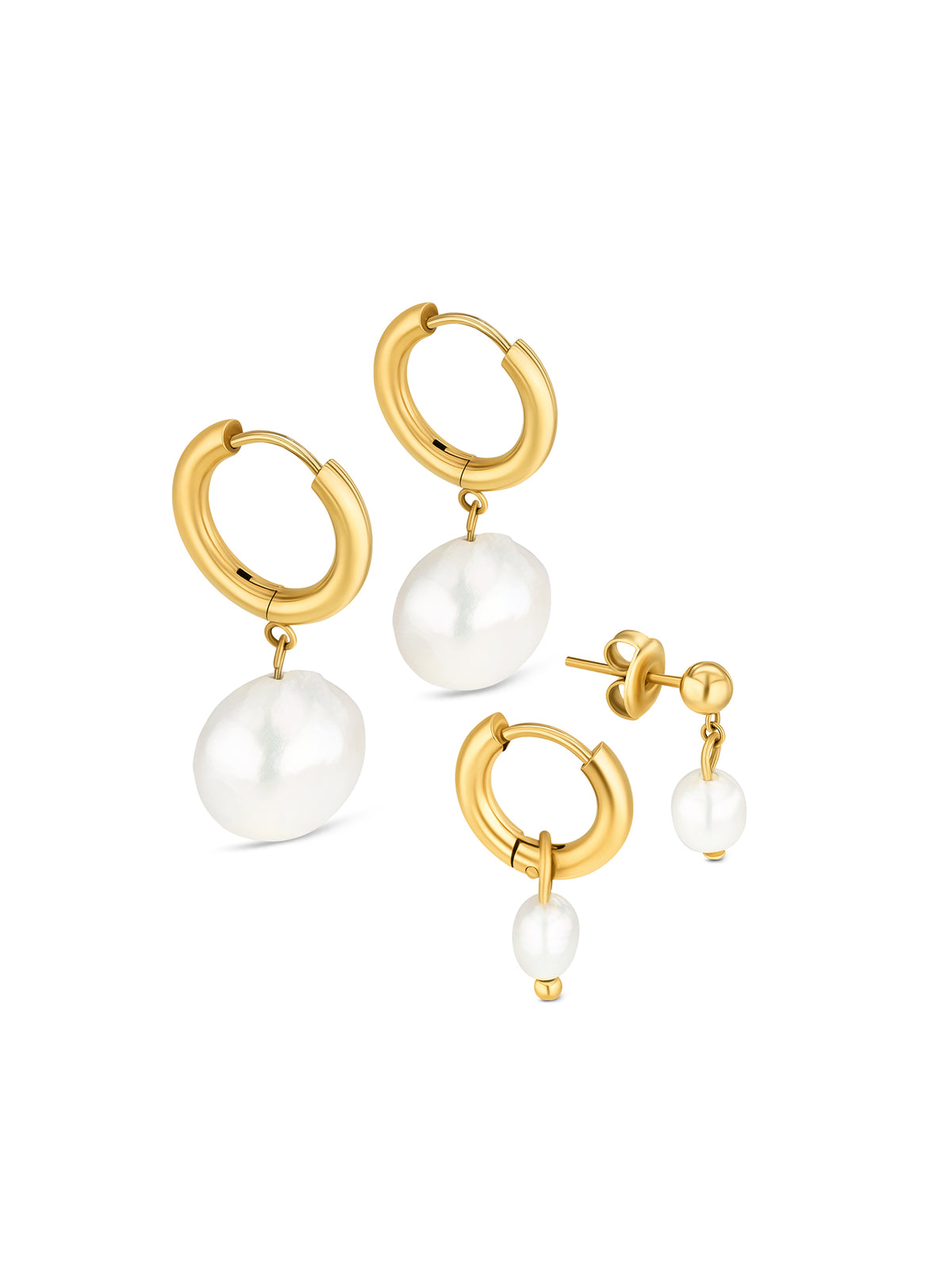 One Pearly Hoops Earring Set