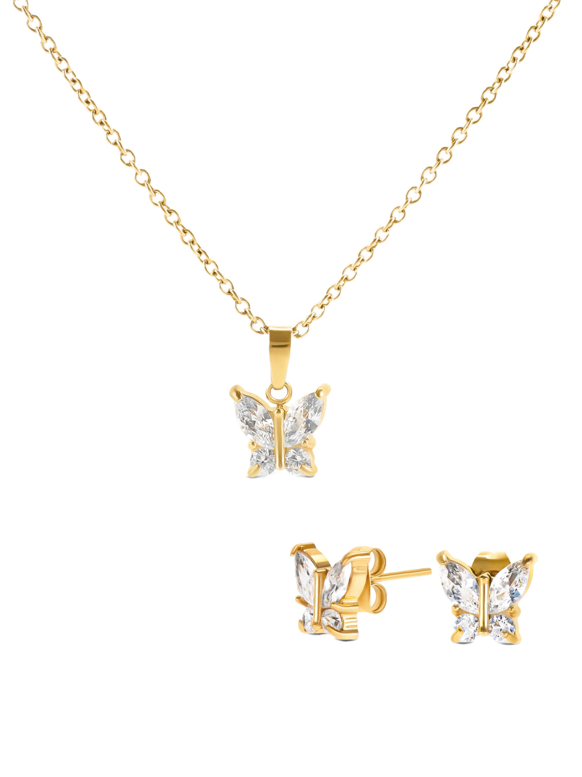Set de collar y pendientes One Butterfly Crystal