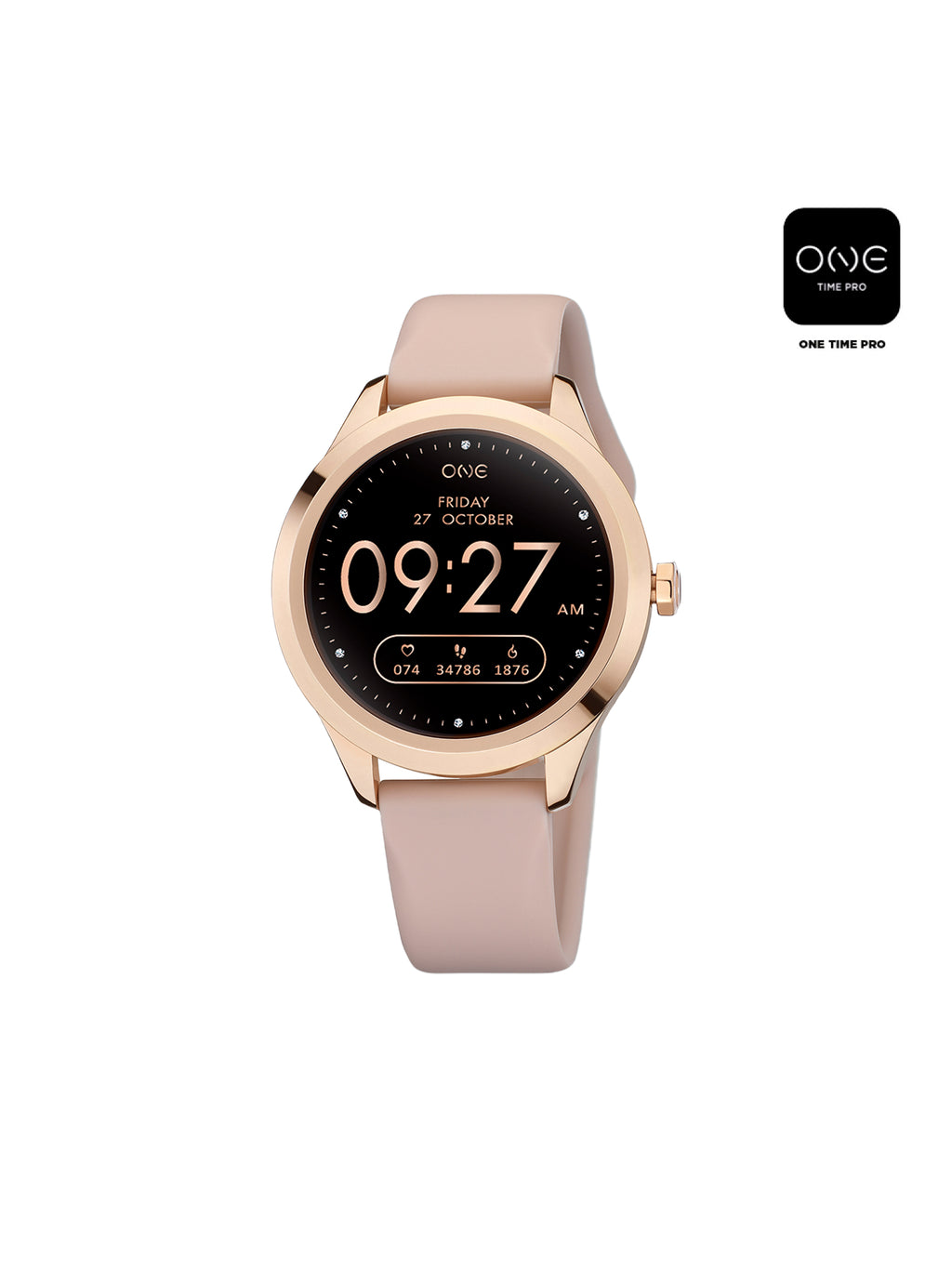 One Mini Rose Gold Silicone Smartwatch