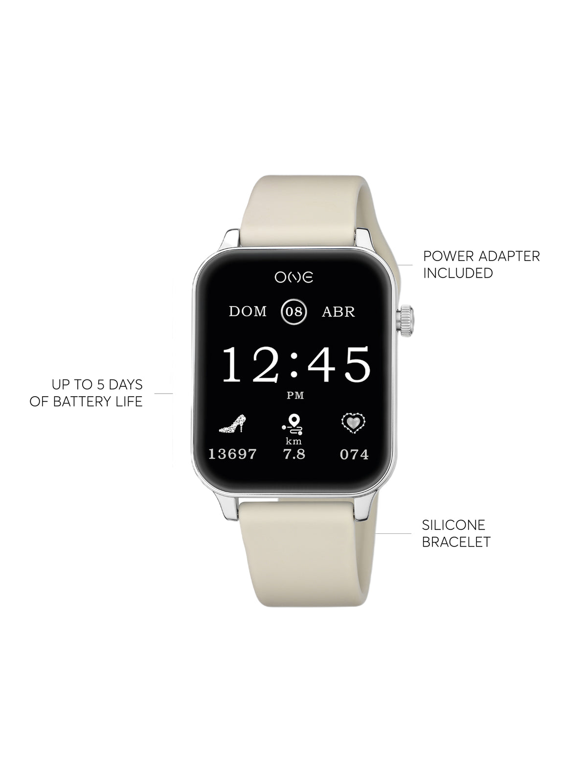 One Frame Beige Silicone Smartwatch
