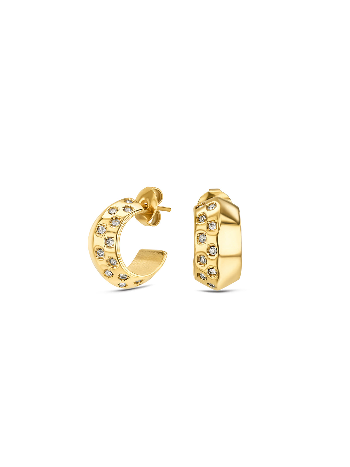 Brincos One Senhora Chess Crystal Gold - OJCHE02G