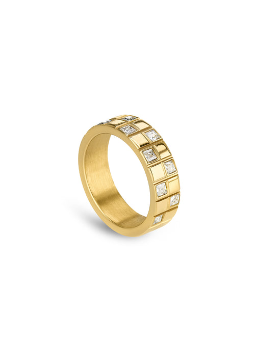 Anel One Senhora Chess Crystal Gold 7 - OJCHR01
