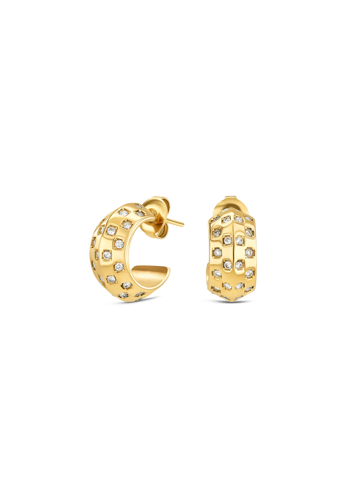 Brincos One Senhora Chess Hoop Crystal Gold - OJEEP81G