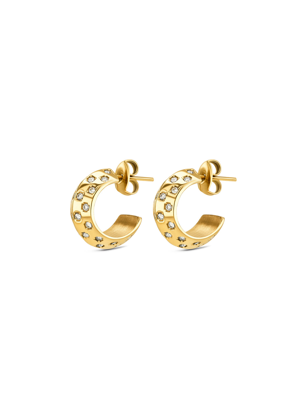 Brincos One Senhora Chess Hoop Crystal Gold - OJEEP81G