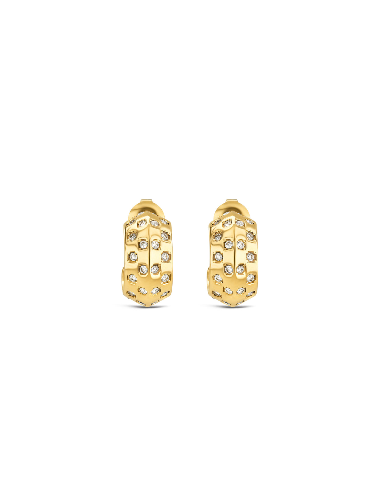 Brincos One Senhora Chess Hoop Crystal Gold - OJEEP81G