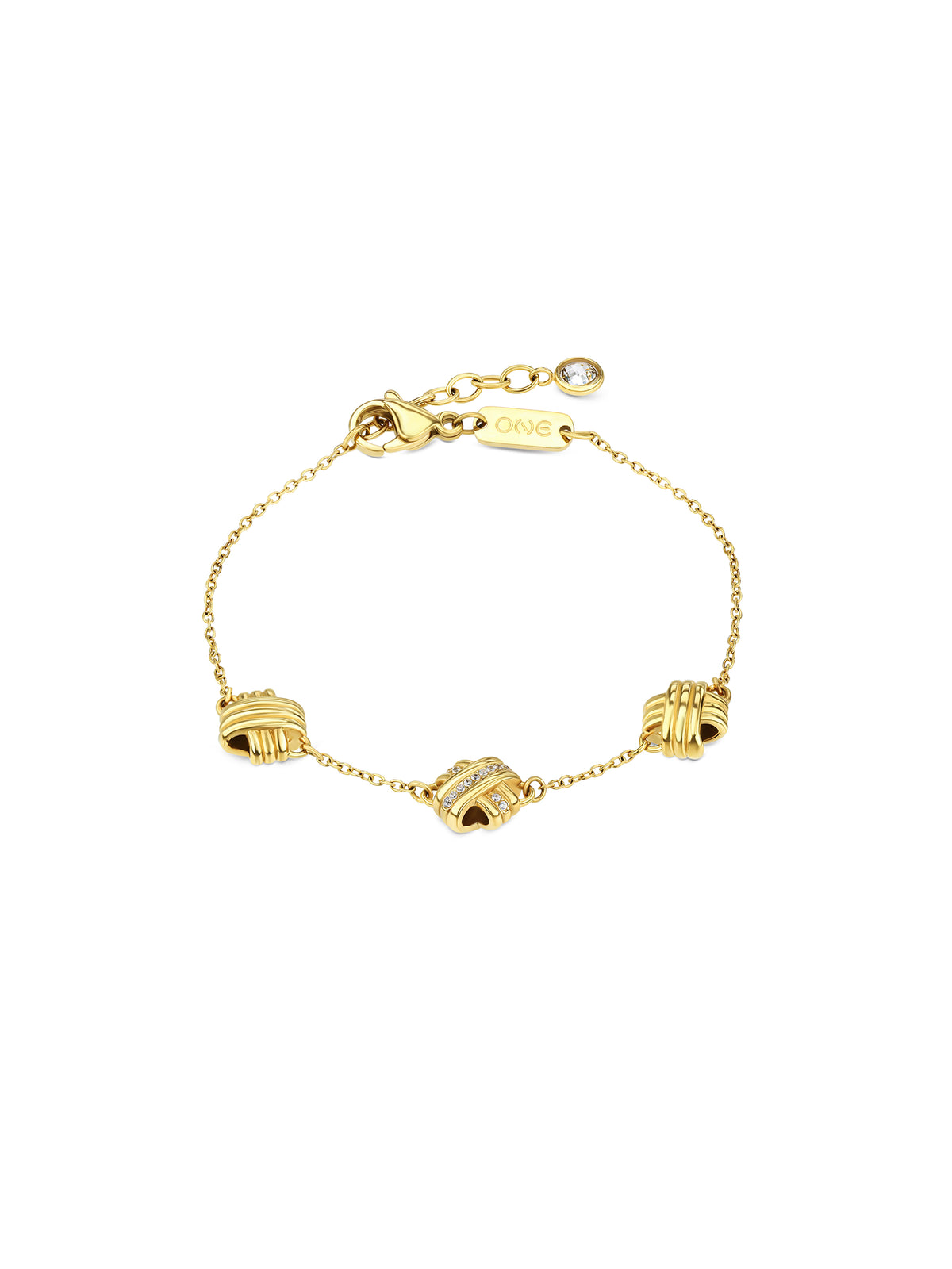 Pulseira One Senhora Knot Triple Crystal Gold - OJKBE03G