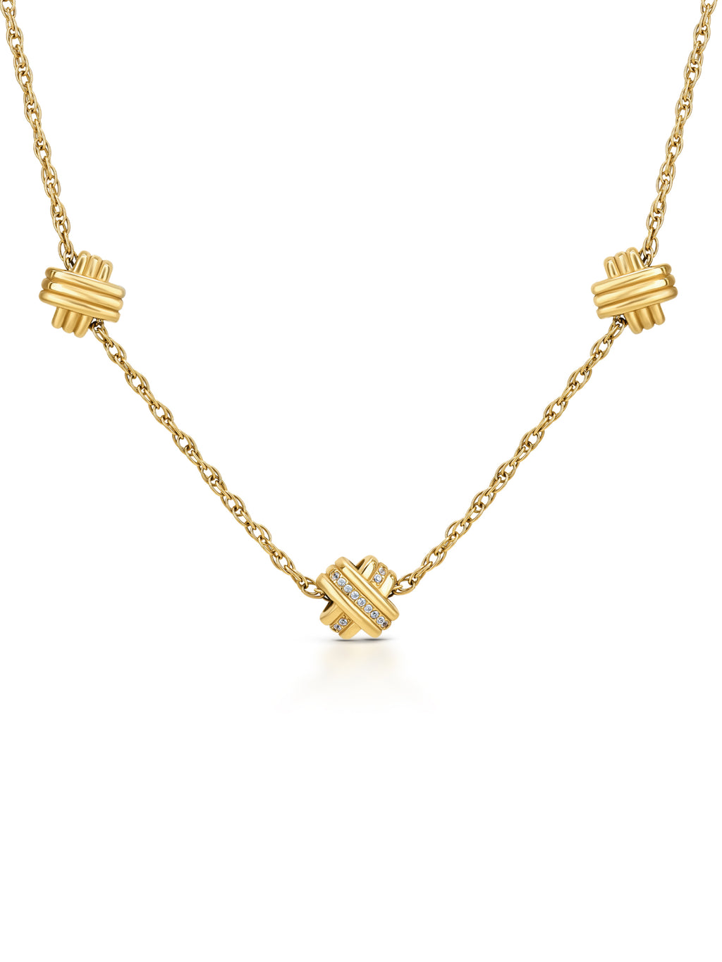 Colar One Knot Triple Crystal