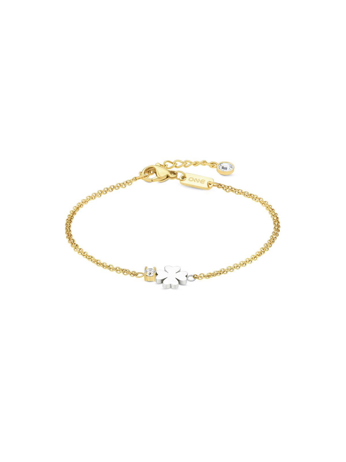 Pulseira One Lucky Flower Crystal Gold