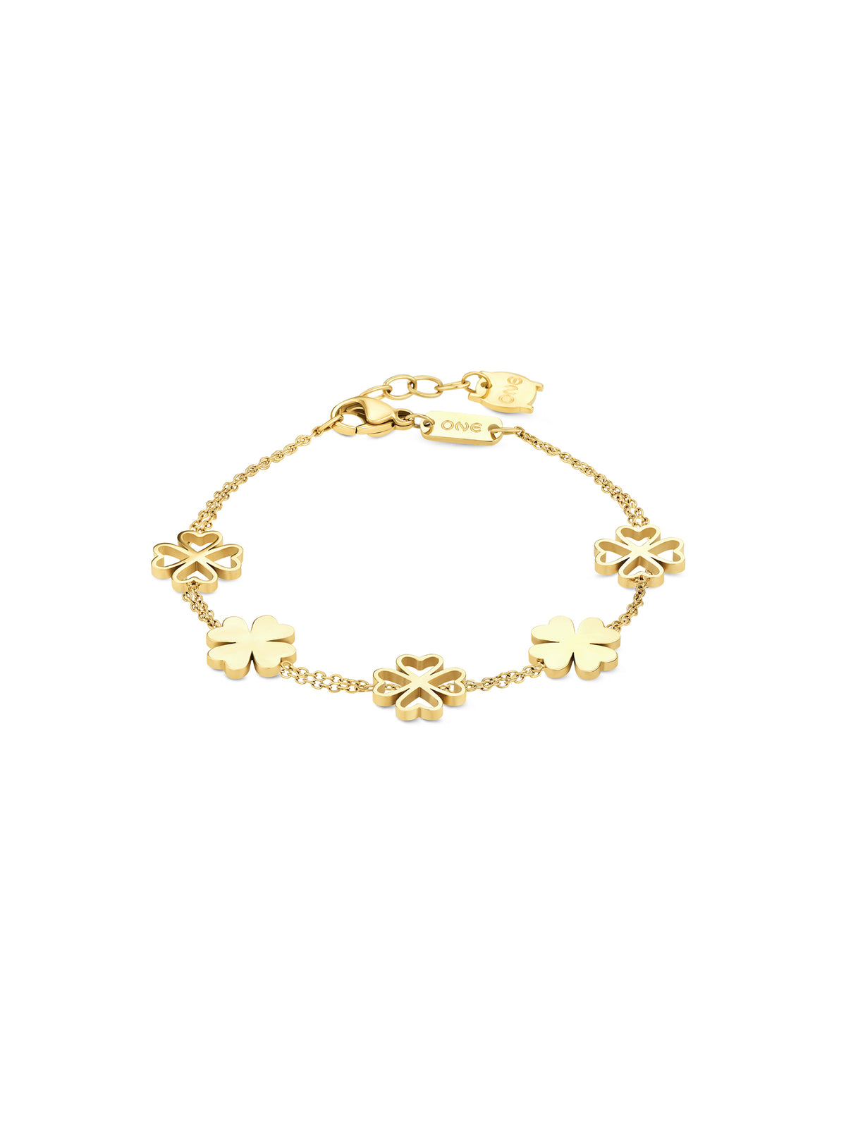 Pulseira One Lucky Flower Double Gold - OJLFB07G