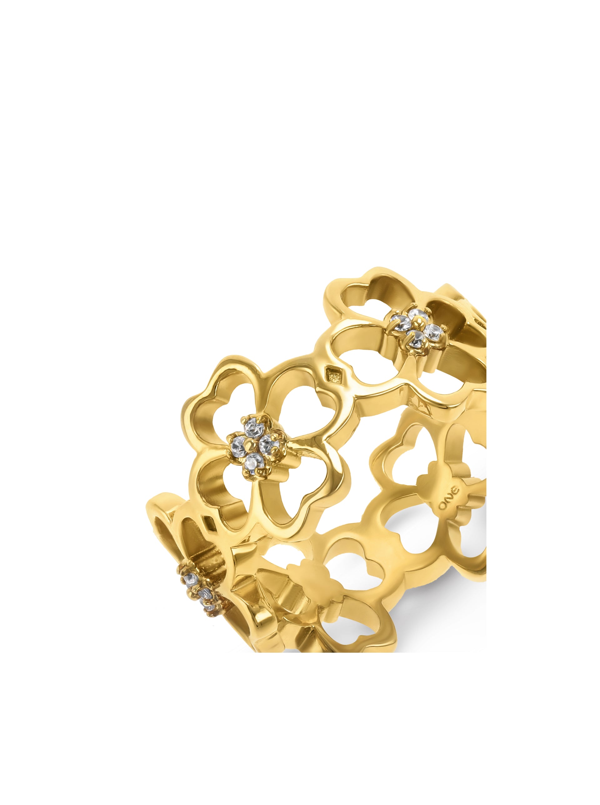 Anel One Lucky Flower Crystal Gold - OJLFR053
