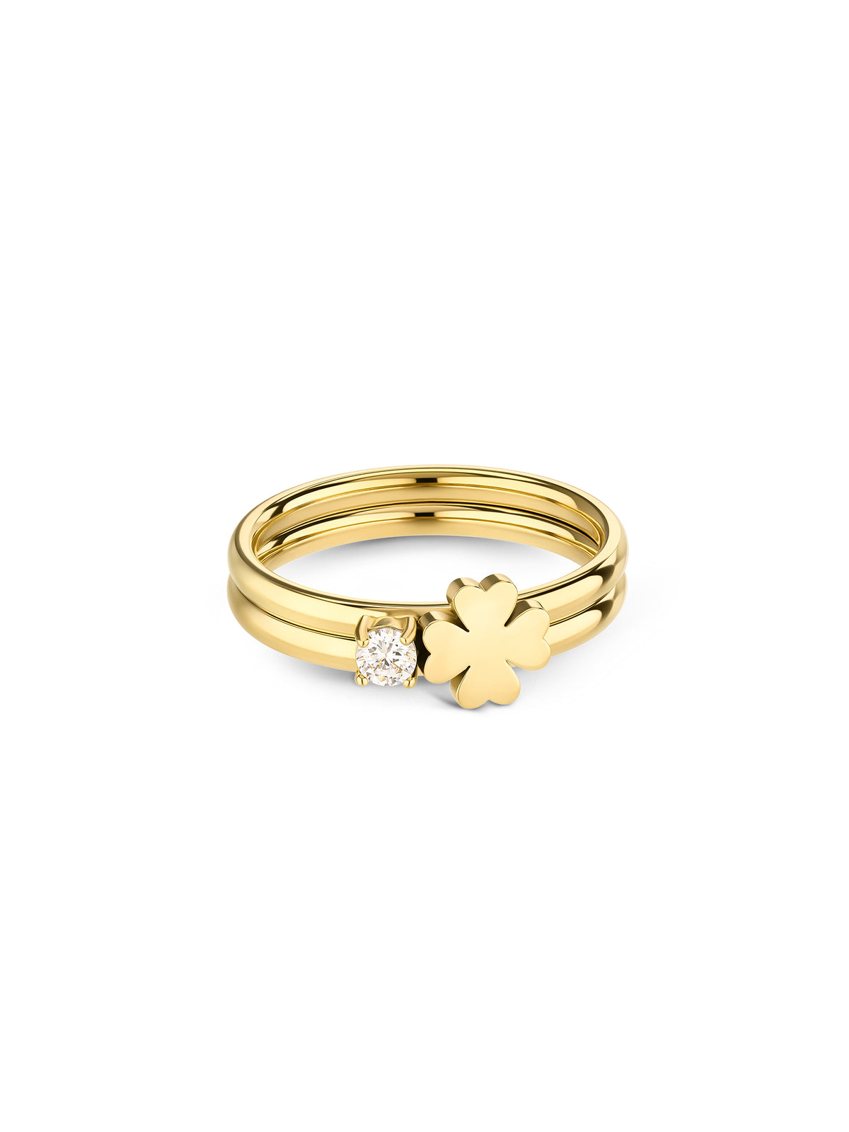 Anel One Lucky Flower Crystal Gold