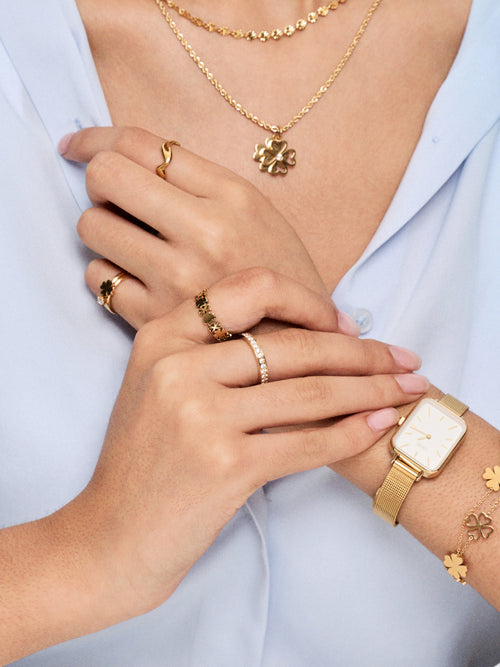 Anillo ONE Lucky Flower Crystal Gold