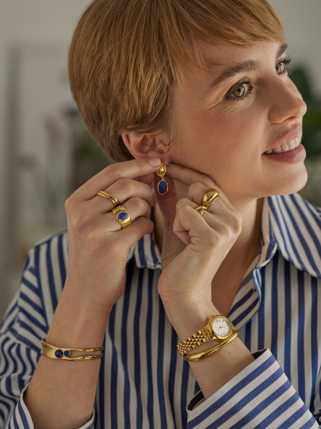 Brincos One Element Long Blue - OJSE03D