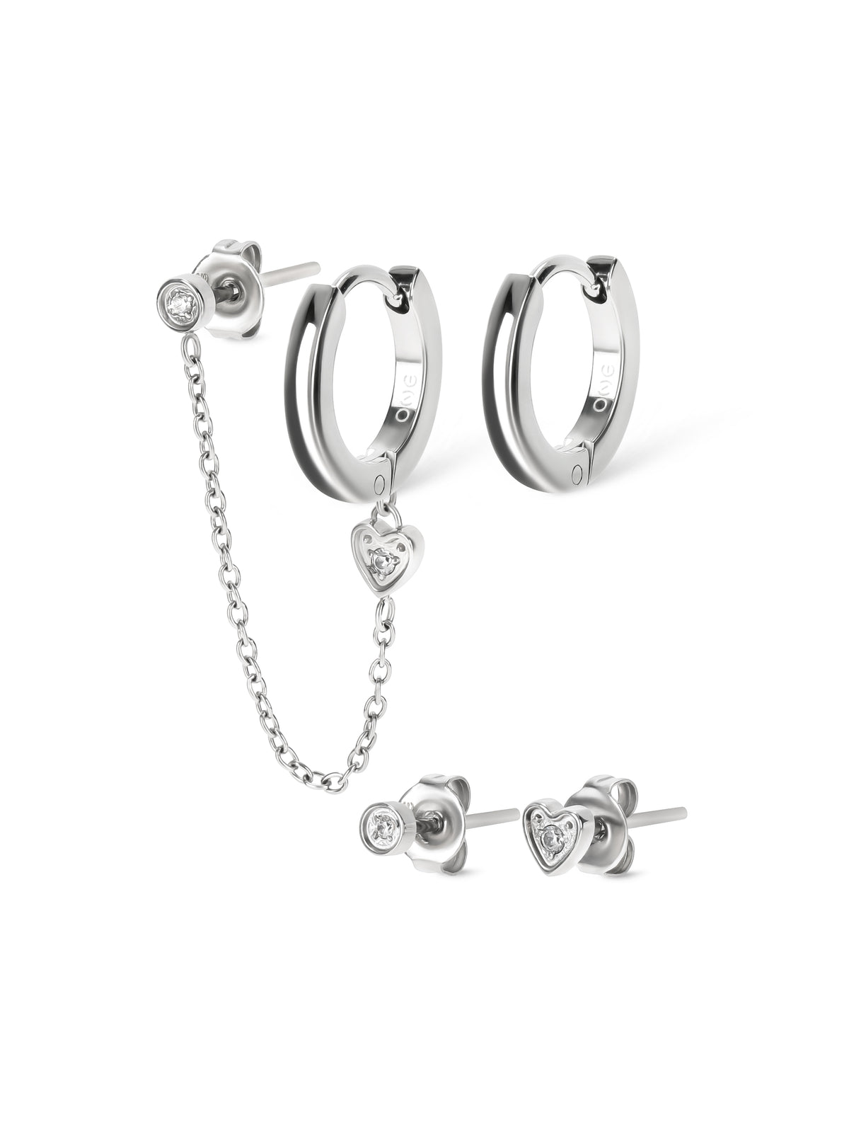 Set de Brincos One Silvery Four - OJSESF03S