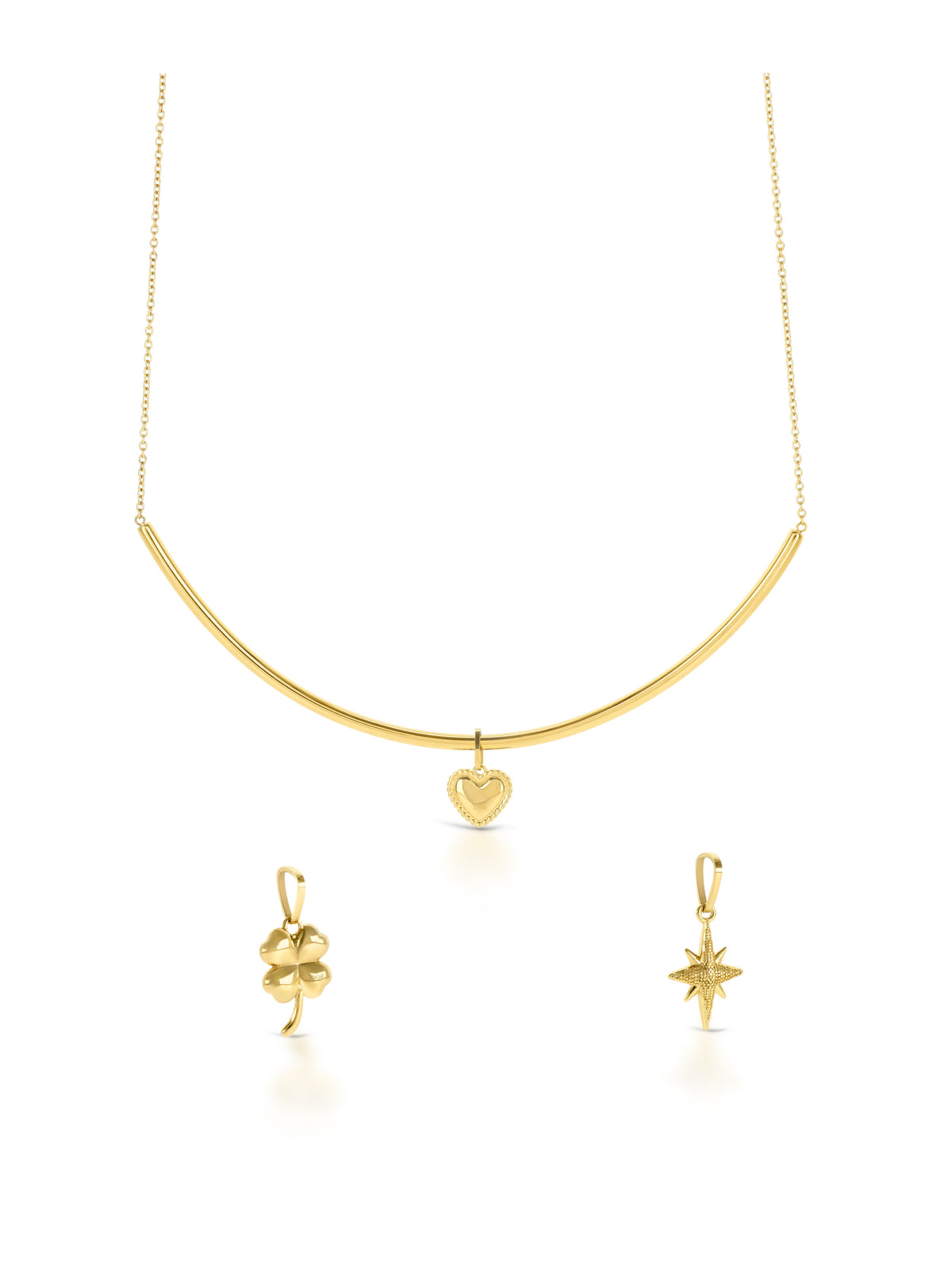 Set Colar & Charmes One Trinity Gold - OJSET01G
