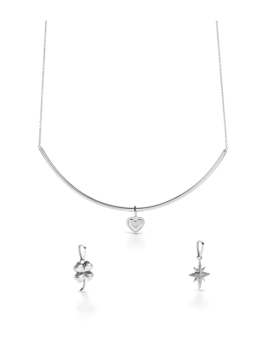 Set Colar & Charmes One Trinity Silver - OJSET01S