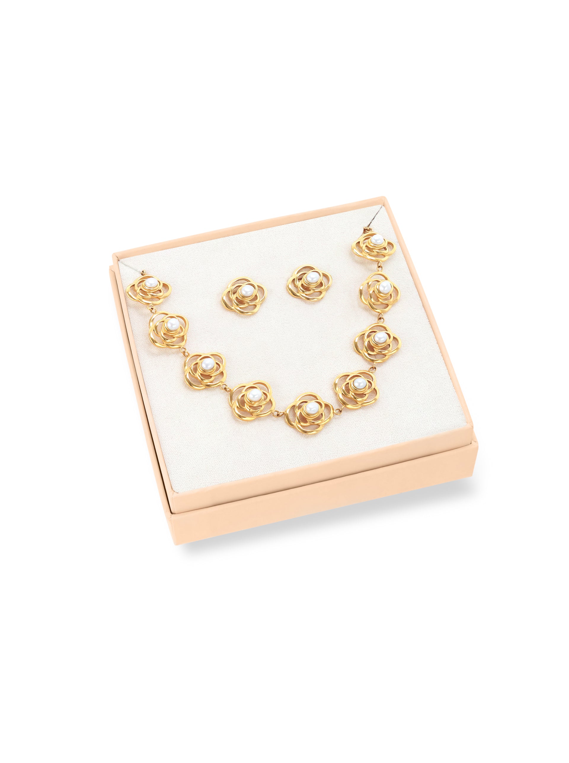 Set Colar & Brincos One Rose Pearl - OJSET06G