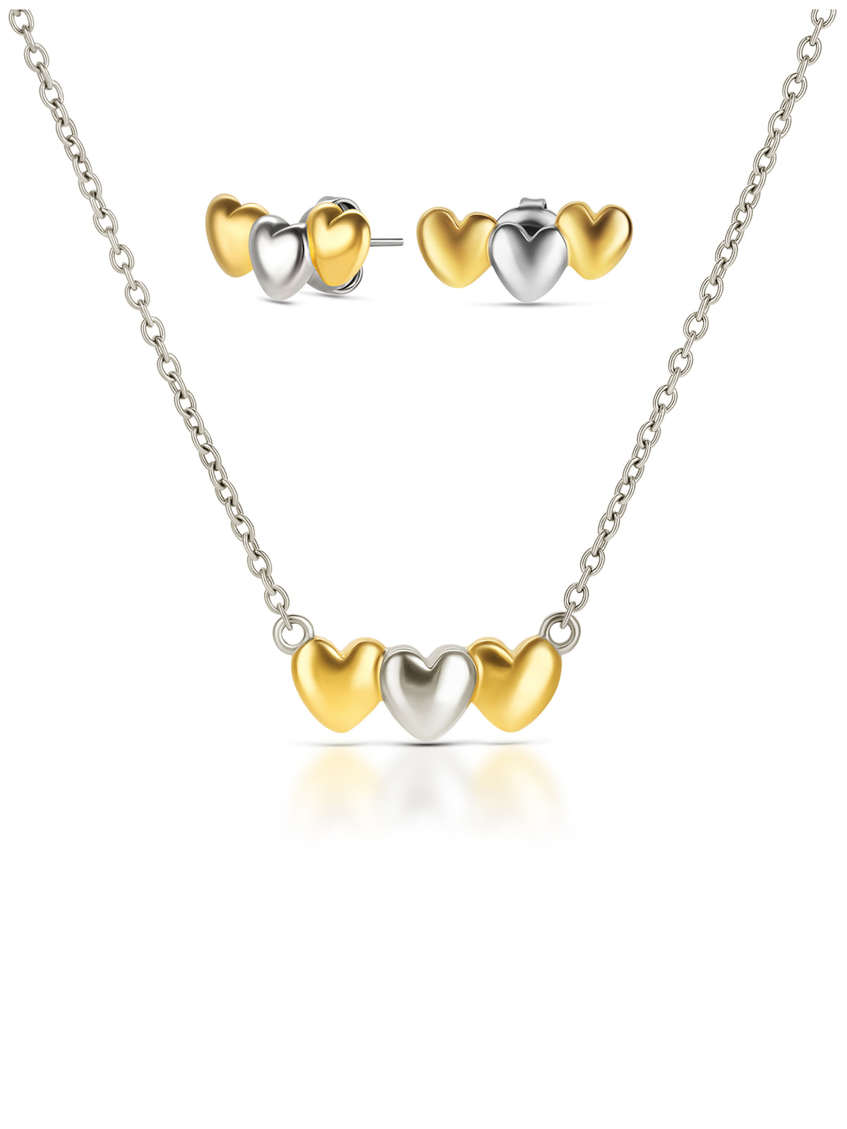 Set Colar & Brincos One Crazy Heart Bicolor - OJSET10SG