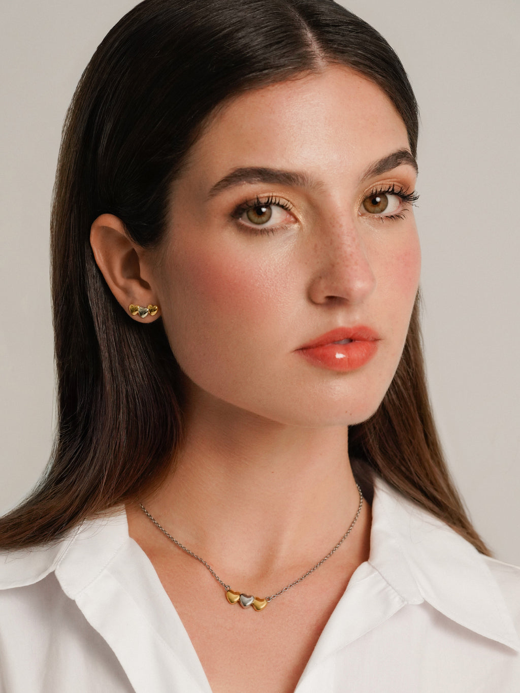 Set Colar & Brincos One Crazy Heart Bicolor - OJSET10SG