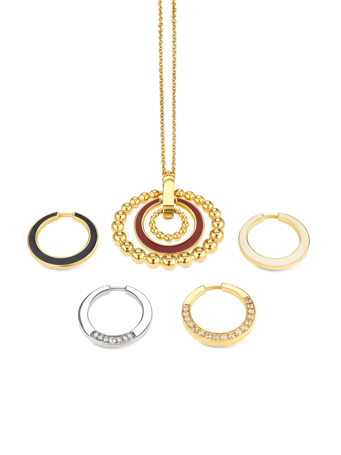 Set Colar e Brincos One Senhora Mood Rouge Gold - OJSET17G
