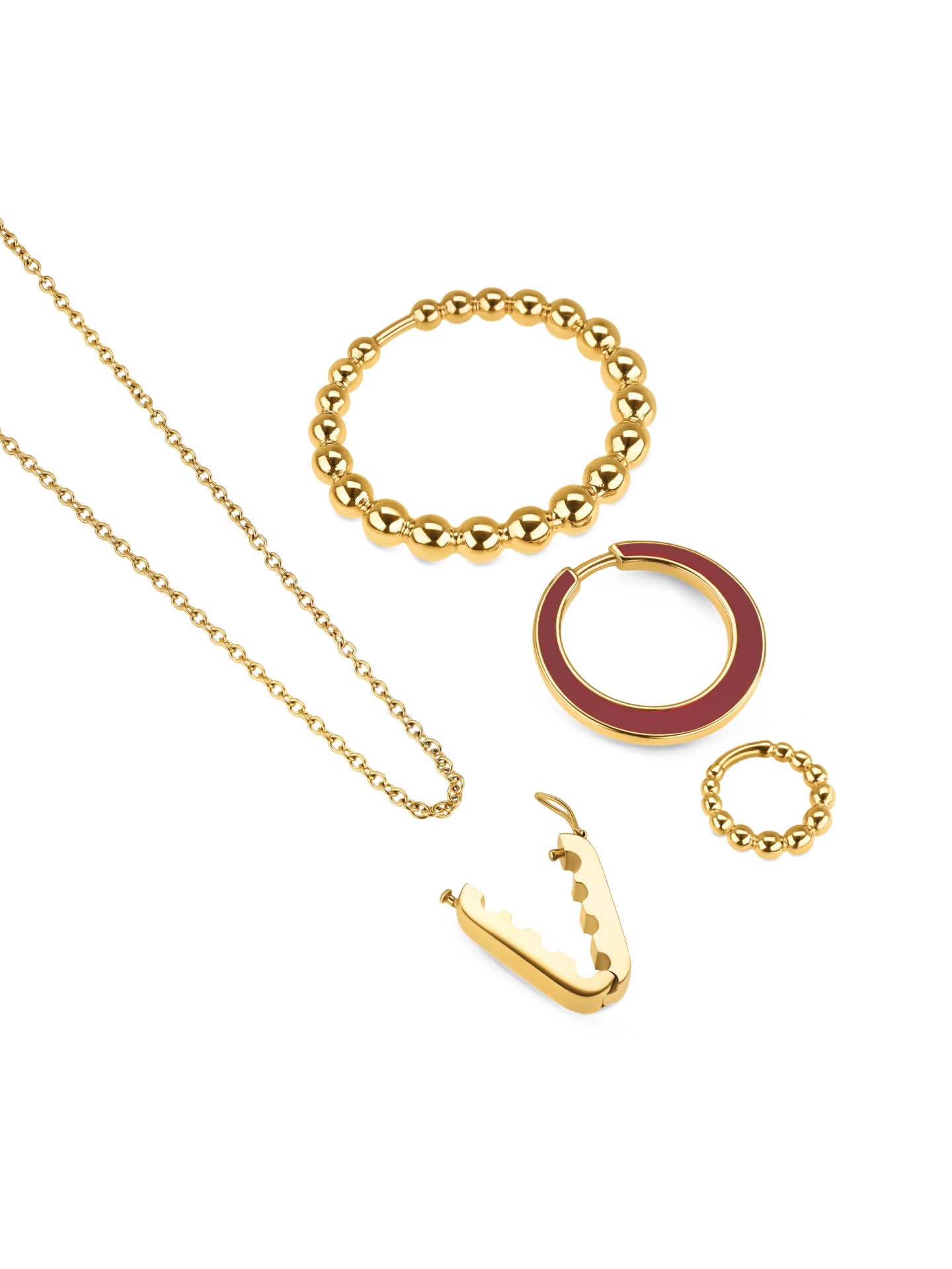 Set Colar e Brincos One Senhora Mood Rouge Gold - OJSET17G