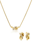 Set Colar & Brincos One Senhora Knot Crystal Gold - OJSET29G