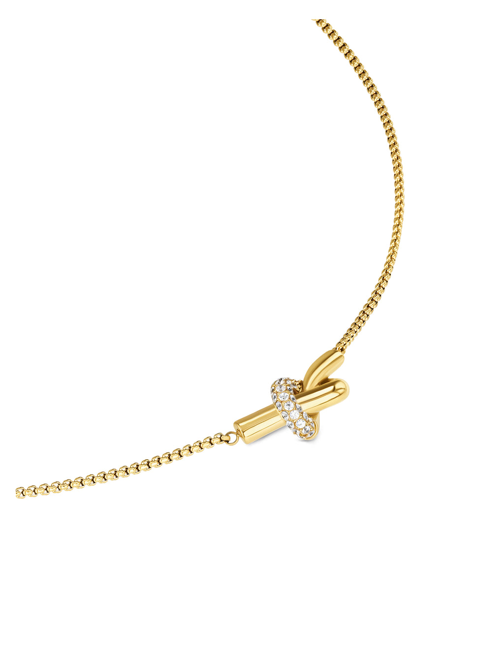 Set Colar & Brincos One Senhora Knot Crystal Gold - OJSET29G