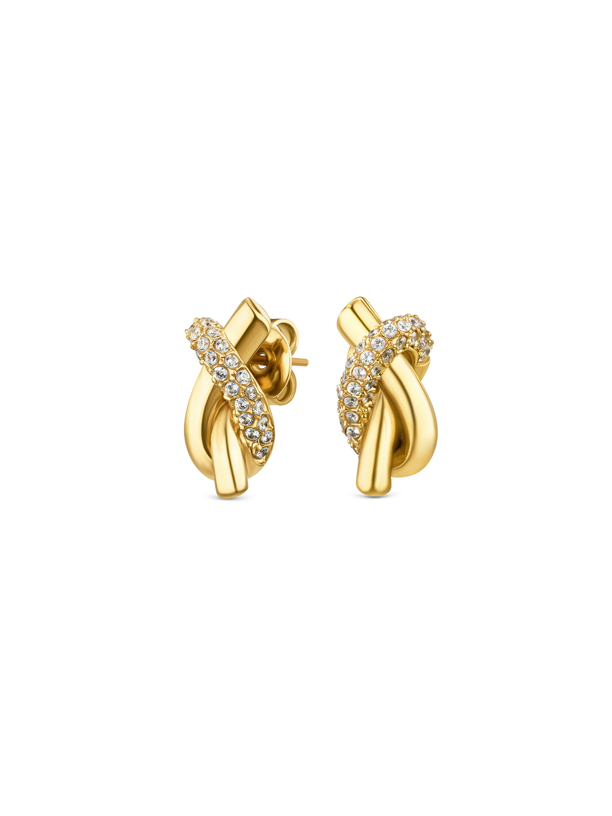 Set Colar & Brincos One Senhora Knot Crystal Gold - OJSET29G