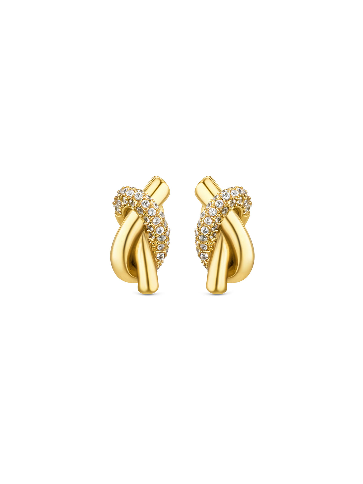 Set Colar & Brincos One Senhora Knot Crystal Gold - OJSET29G