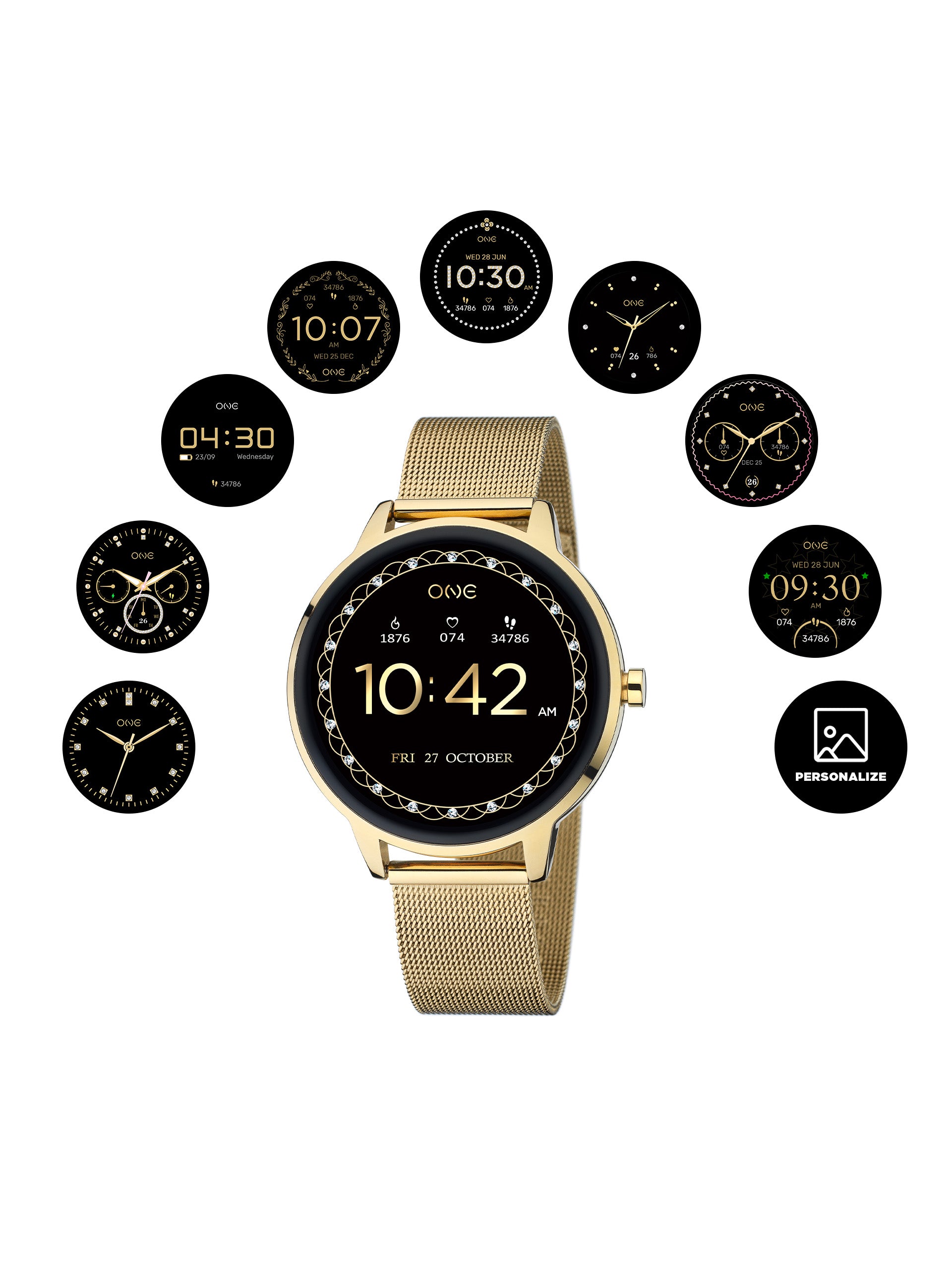 Smartwatch One QueenCall Gold Mesh - OSW0027GM42D