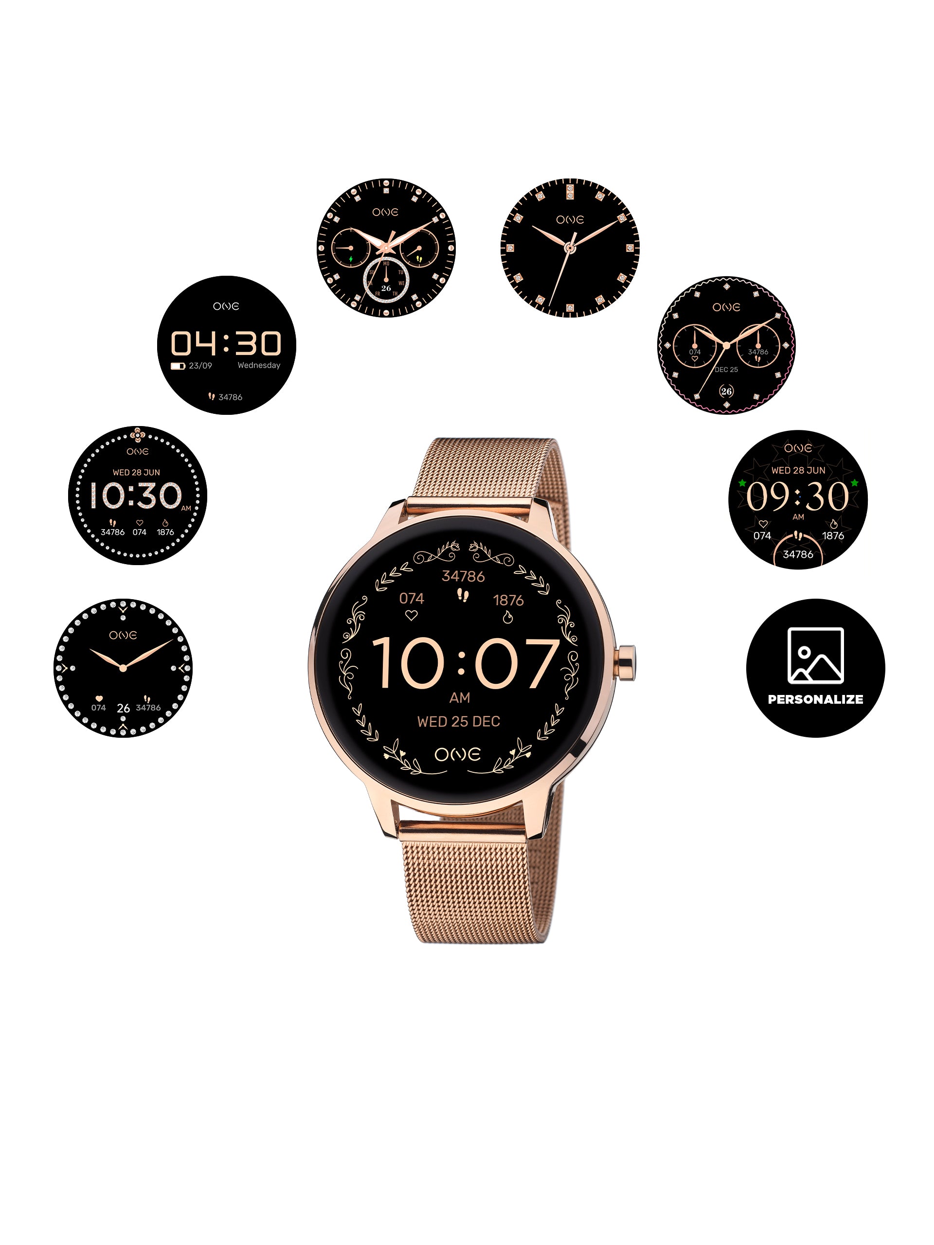 Smartwatch One QueenCall Rosegold Mesh - OSW0027RM32D