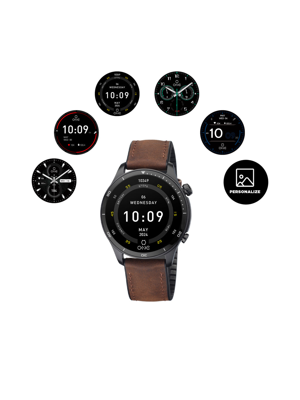 Smartwatch One Men Alphacall Brown Leather - OSW0100BP41J