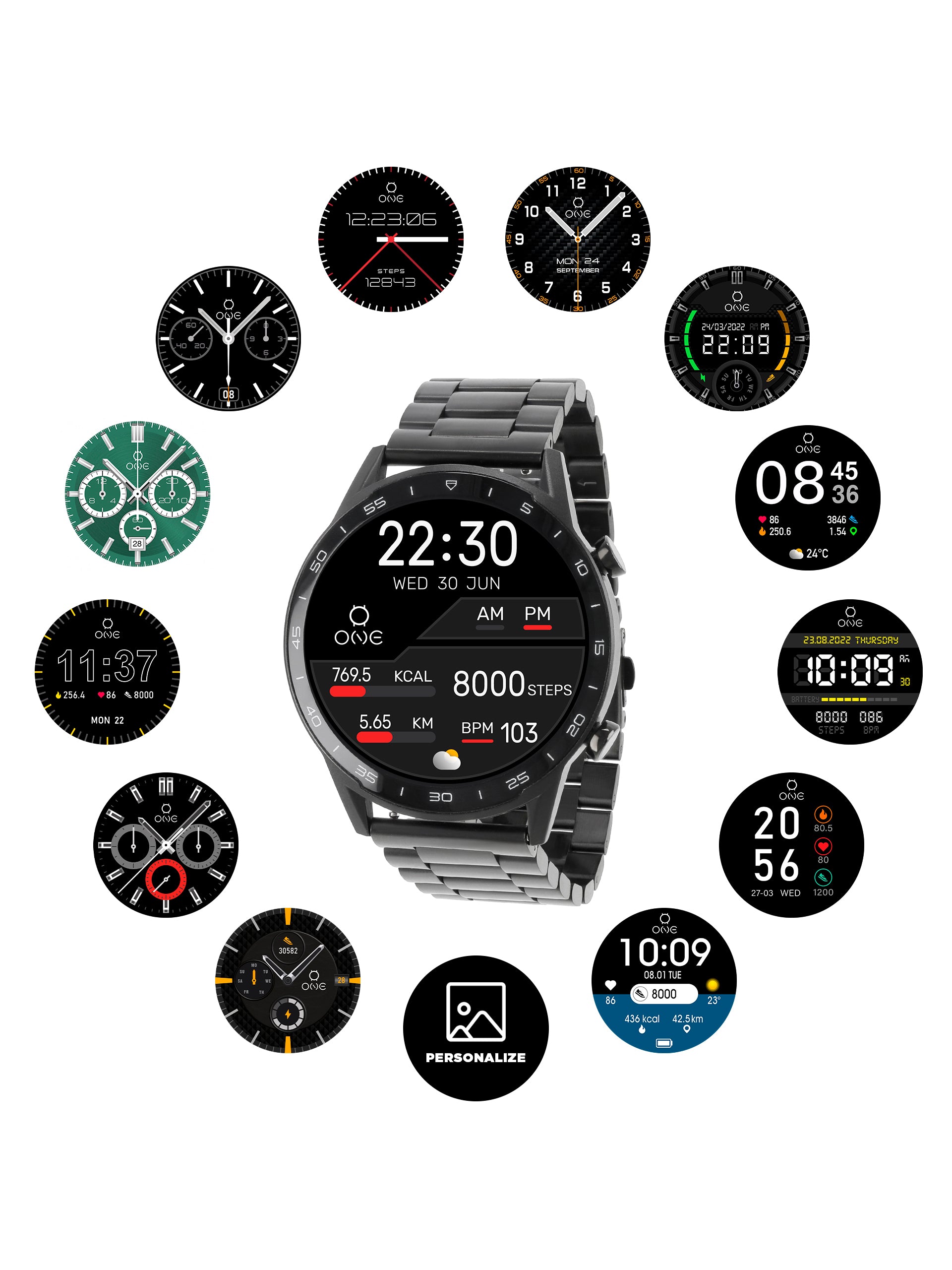 Smartwatch One Men Forceful Black Links - OSW0272BL32D