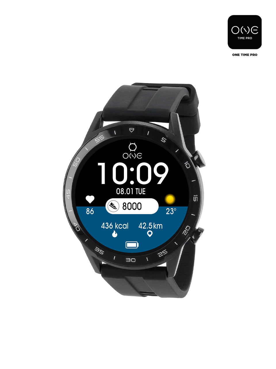 Smartwatch One Men Forceful Black Silicone - OSW0272BS32D