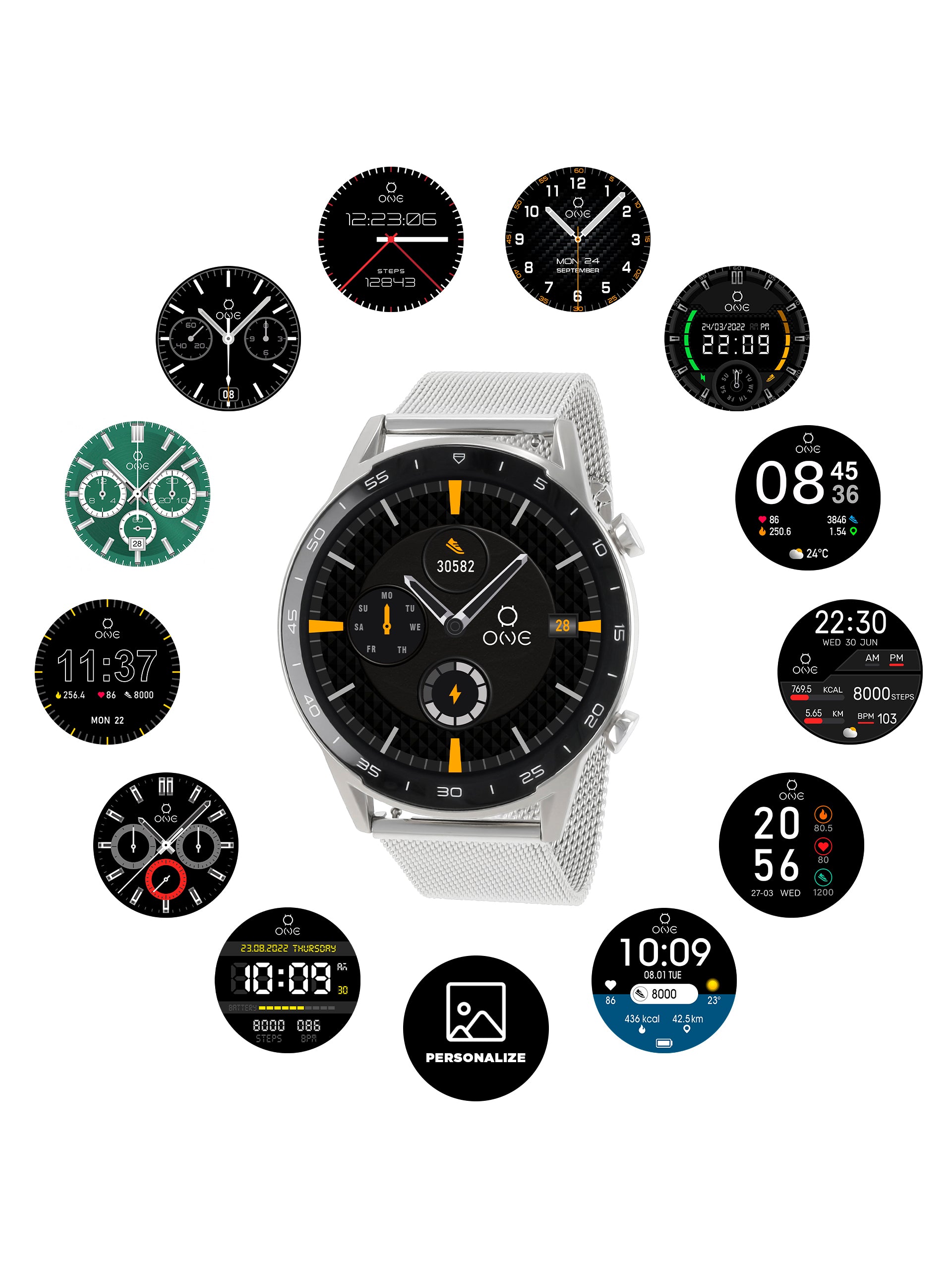 Smartwatch One Men Forceful Silver Mesh - OSW0272SM32D