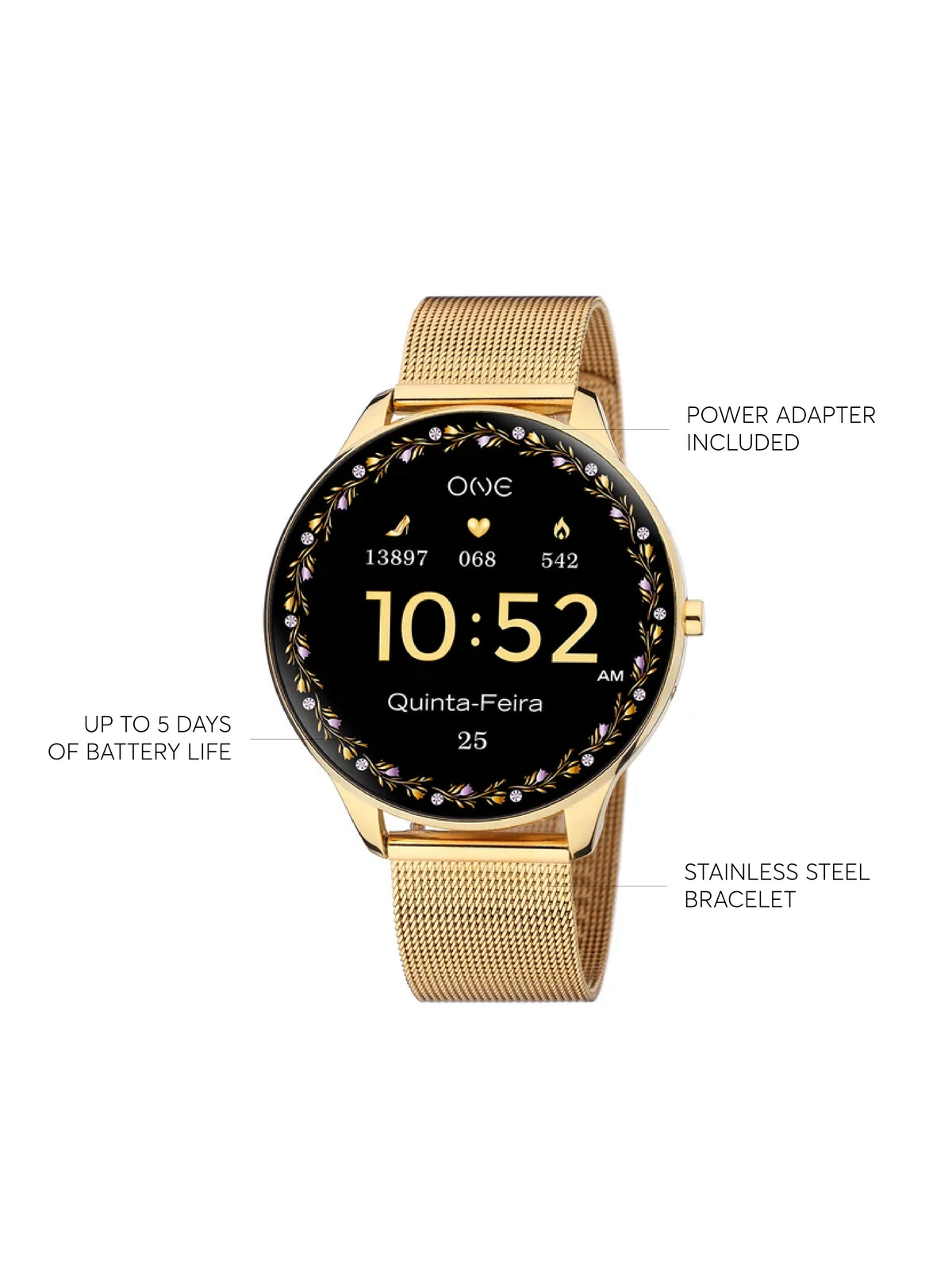 One Slim Gold Mesh Smartwatch