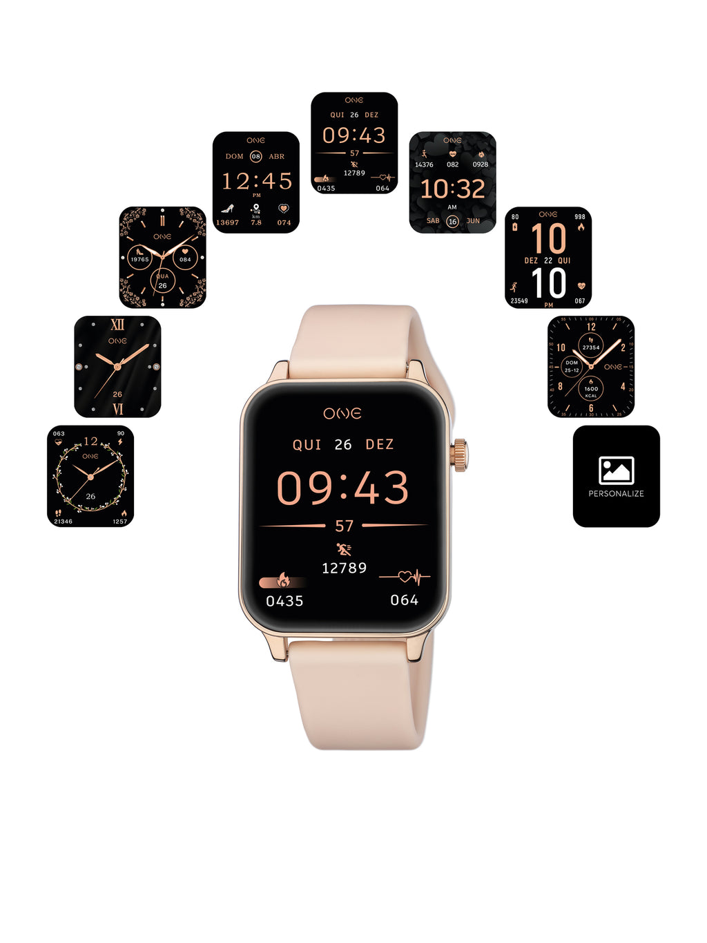 Montre connectée One Frame Or rose Silicone