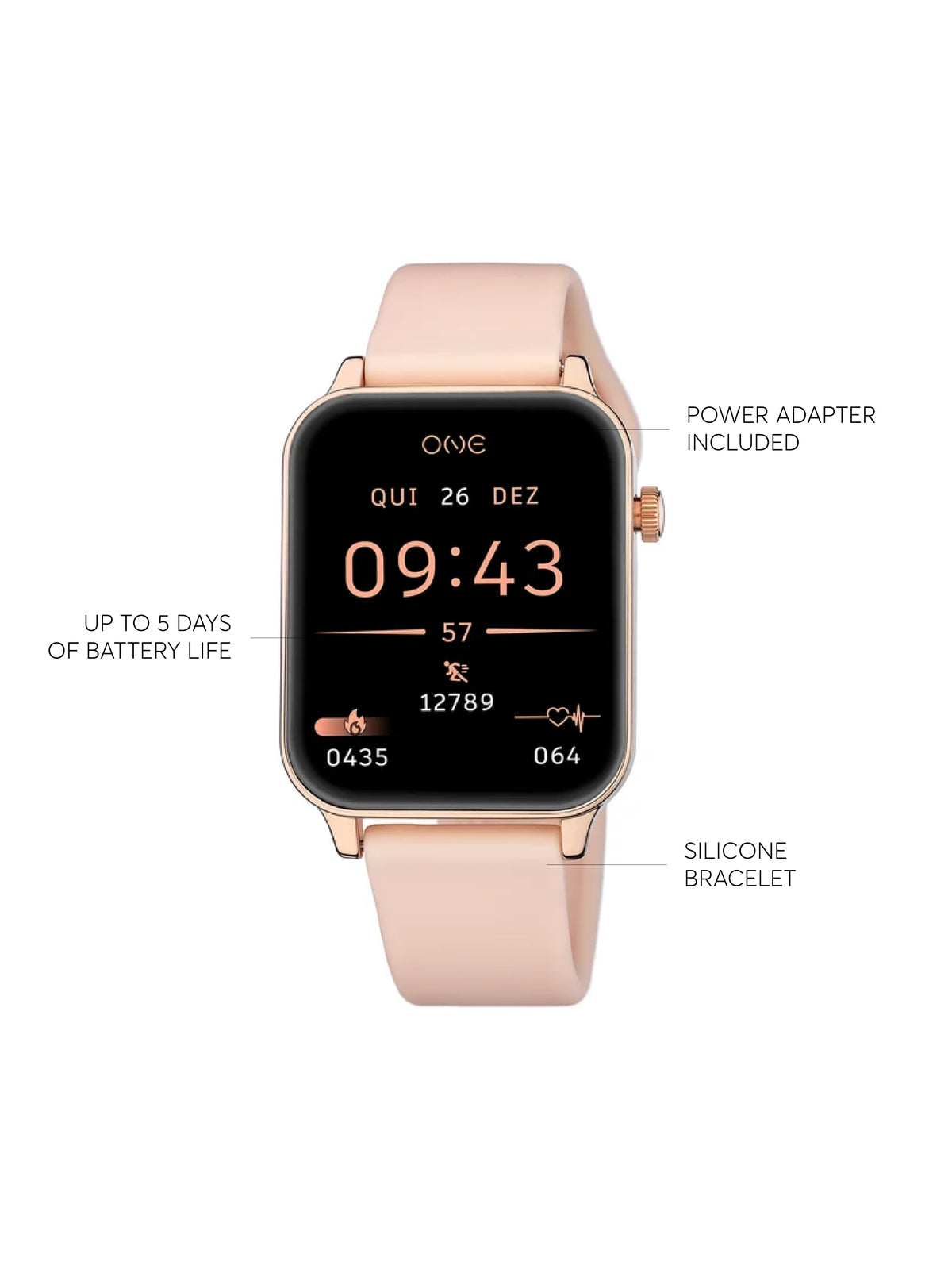 One Frame Rose Gold Silicone Smartwatch