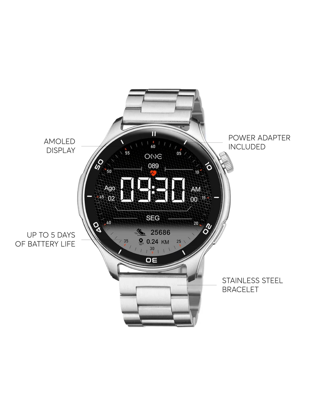 Reloj Inteligente One Men Explorer GPS Plateado