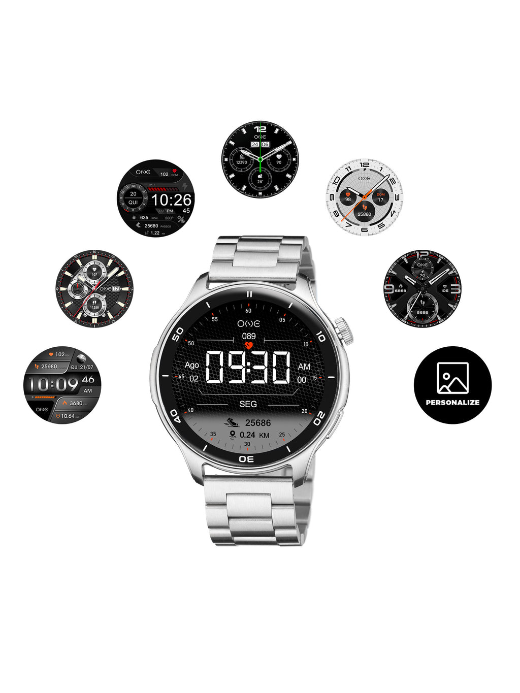 Smartwatch One Men Explorer GPS Silver - OSW9822SL51L